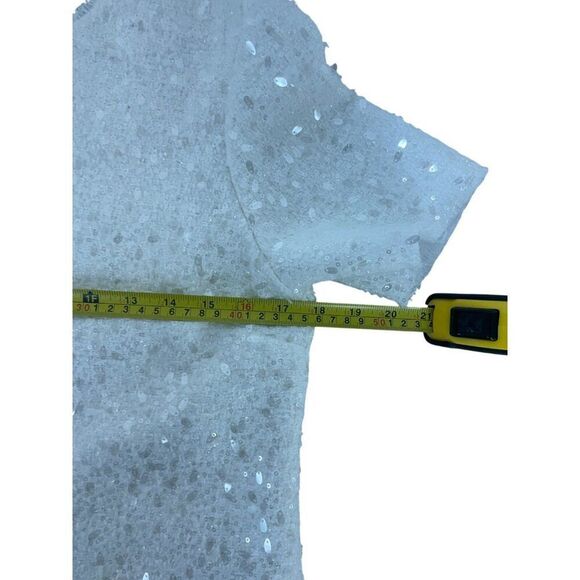 Zara Women Mini Sequin Dress XS White Fringed Short Sleeve 8714/933 NWT - Picture 11 of 12